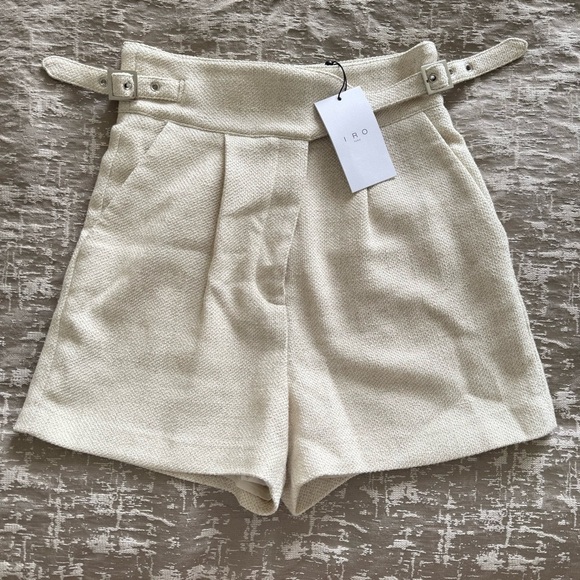 NWT! IRO Cream Women's Shorts, High Waisted, Size 36 - Picture 2 of 11